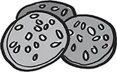 Three cartoon cookies