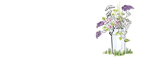 Illustration of flowers in a milk urn