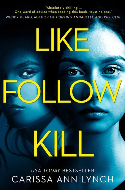 The book cover of Like, Follow, Kill by Carissa Ann Lynch.