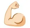 flexed biceps, light skin tone