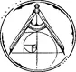 An emblem featuring a compass tool and the Fibonacci spiral, enclosed in a circular frame.