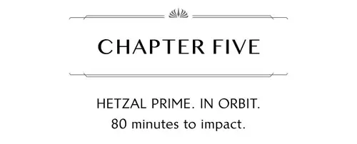 CHAPTER FIVE HETZAL PRIME. IN ORBIT. 80 minutes to impact.