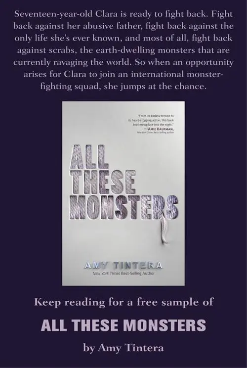 A back ad for All These Monsters by Amy Tintera. Keep reading for a free sample from the book.
