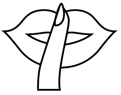 Finger to lips motioning quiet